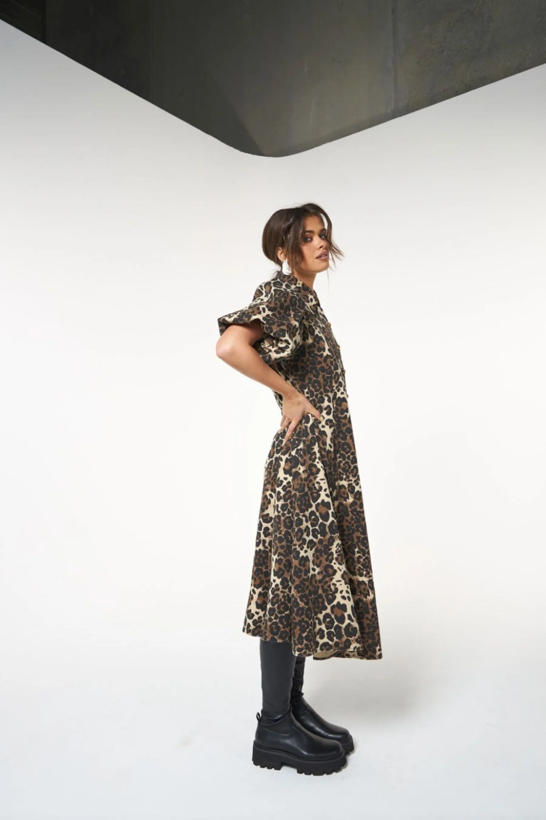 Peyton Midi Dress | Leopard Denim