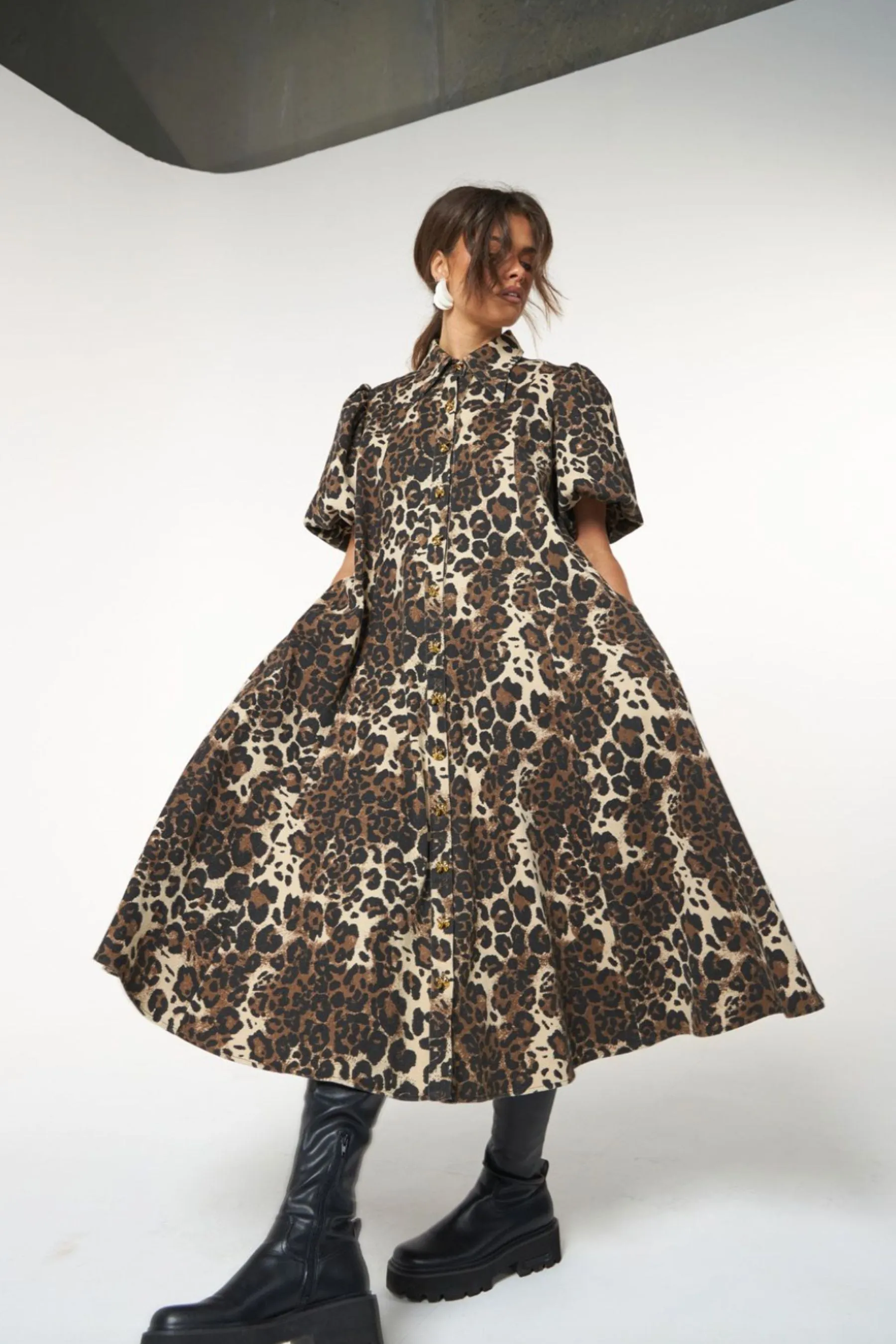 Peyton Midi Dress | Leopard Denim