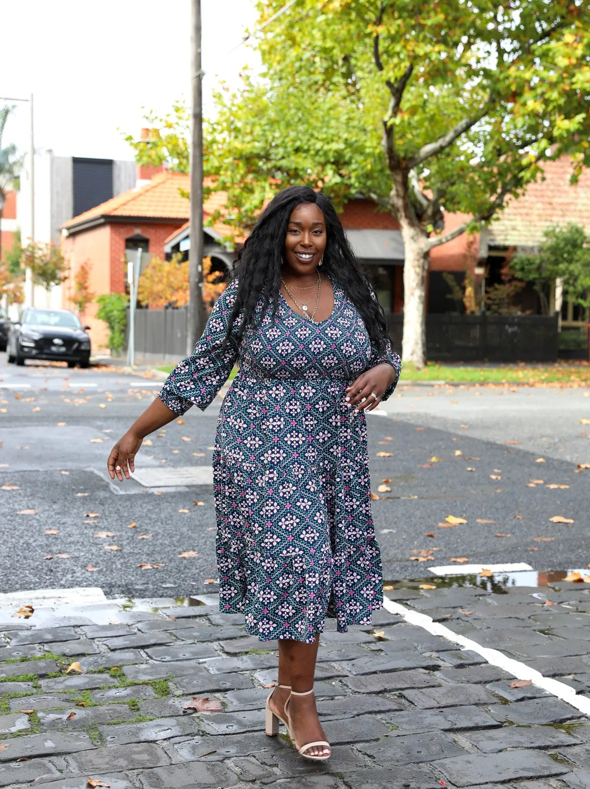 Phoenix Dress - Retro Navy