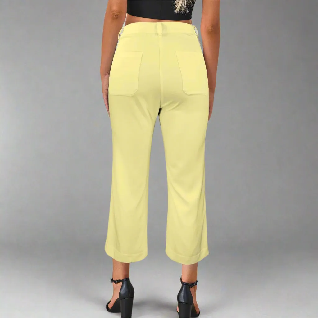 Piki Yellow Cropped Flared Pants