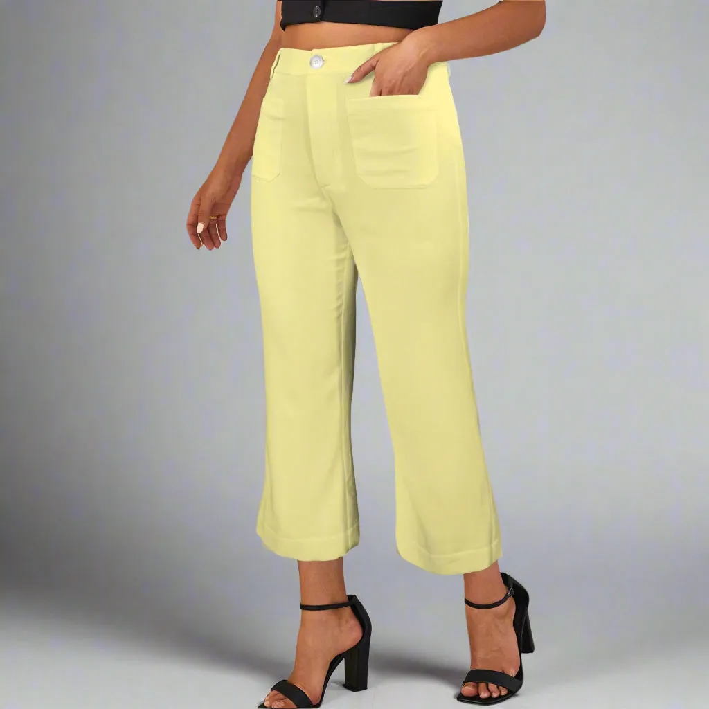 Piki Yellow Cropped Flared Pants