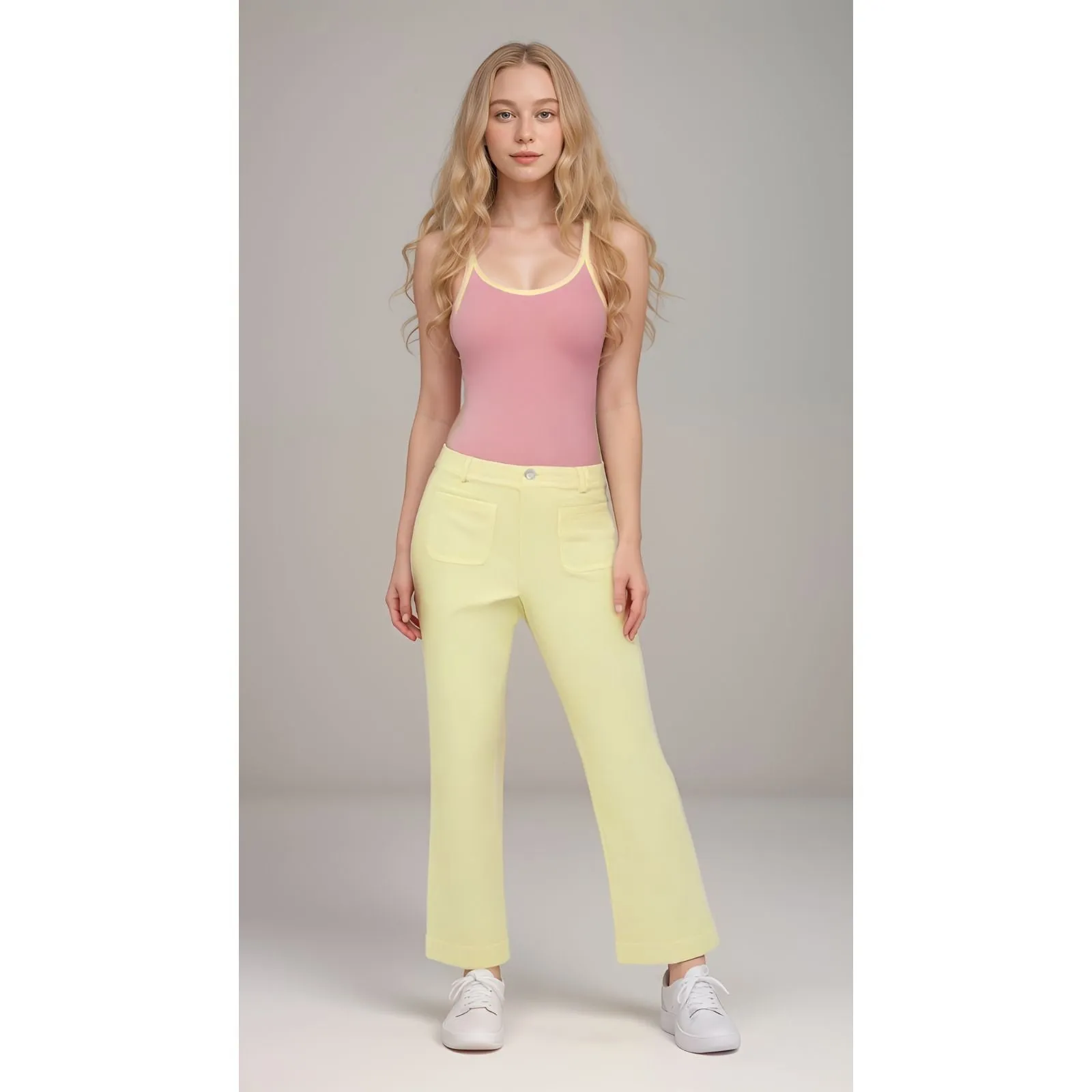 Piki Yellow Cropped Flared Pants