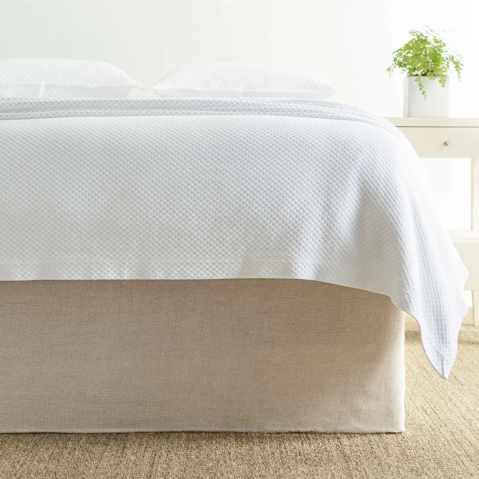 Pine Cone Hill Stone Washed Linen Natural Tailored Paneled Bed Skirt