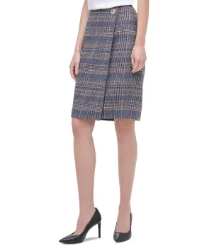 Plaid Tweed Pencil Skirt
