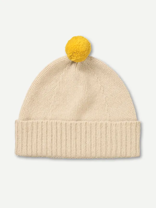 PLAIN HAT CONTRAST POMPOM BLACK & PAGODA