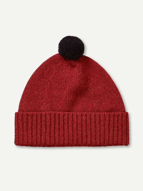 PLAIN HAT CONTRAST POMPOM BLACK & PAGODA