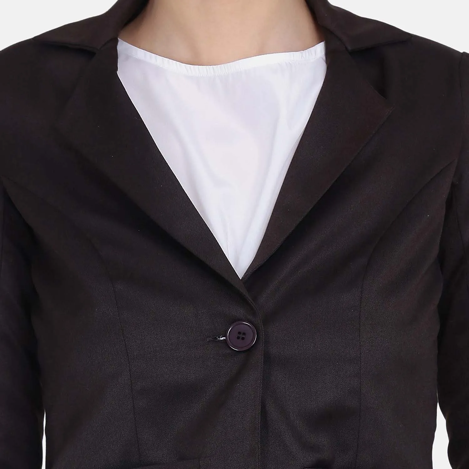 Poly Cotton Skirt Suit - Chocolate Brown