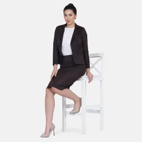 Poly Cotton Skirt Suit - Chocolate Brown