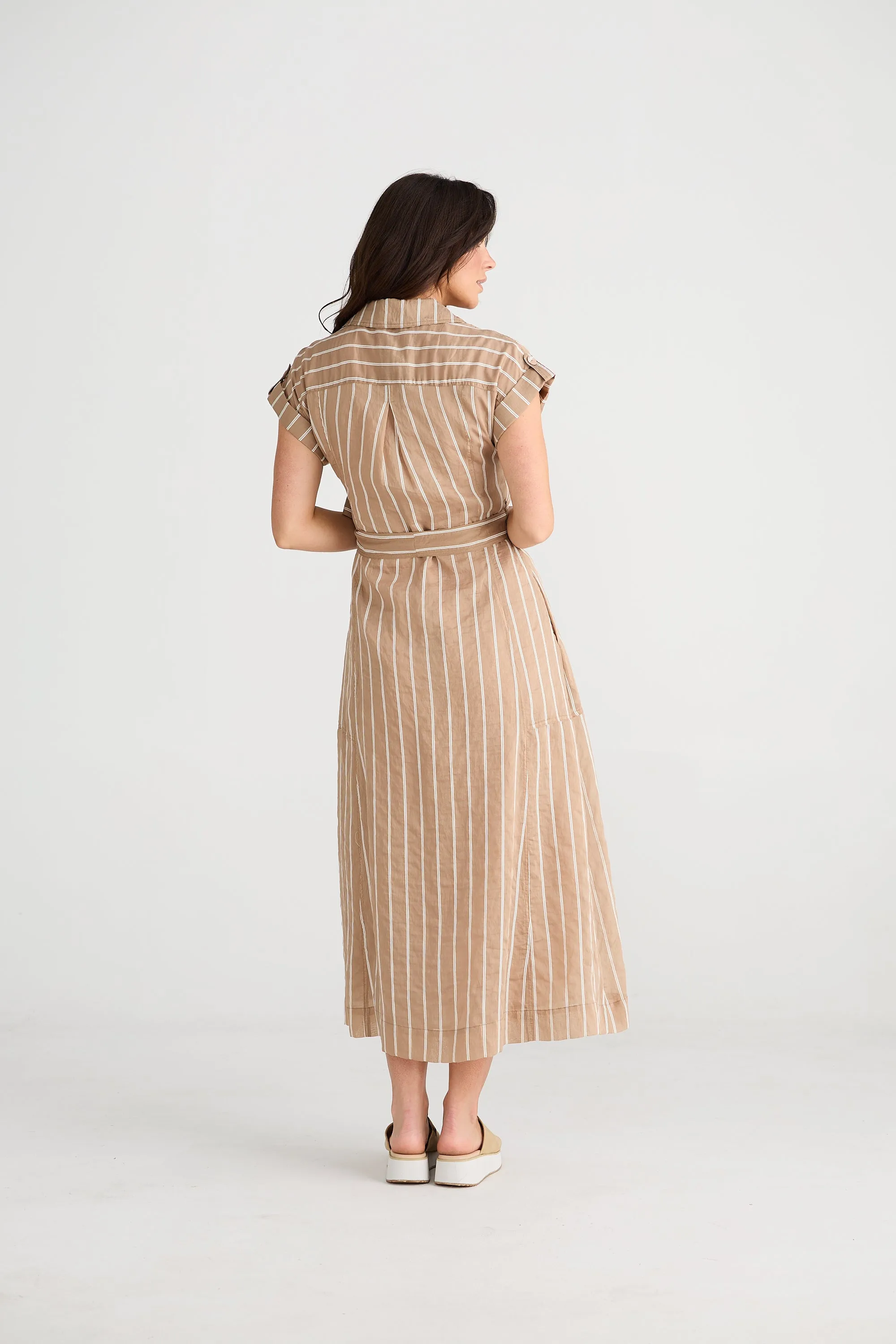 Portia Dress in Latte Stripe