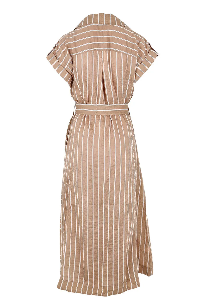 Portia Dress in Latte Stripe