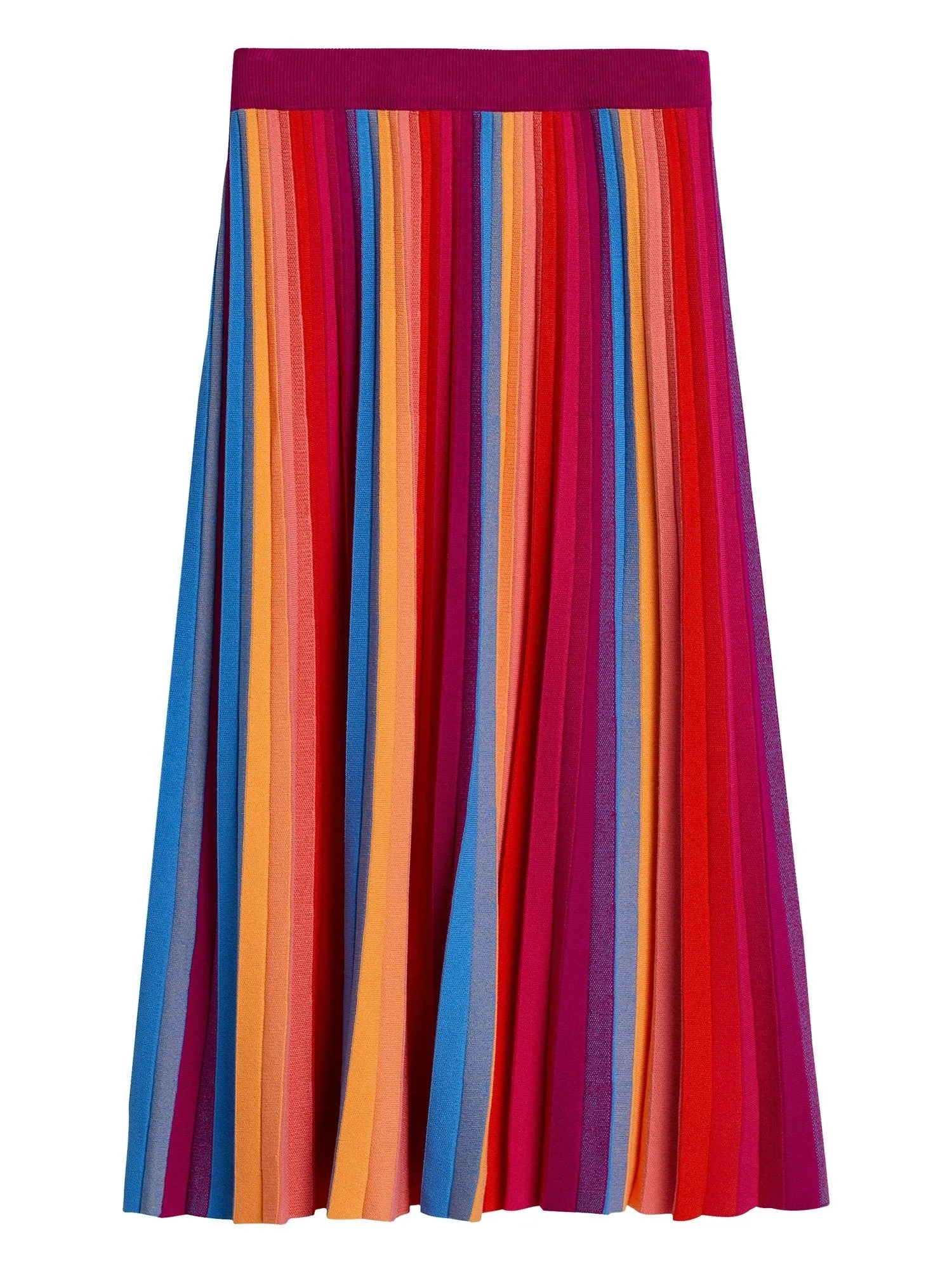 Pride 2020 Rainbow Knit Midi Skirt in Rainbow Stripe