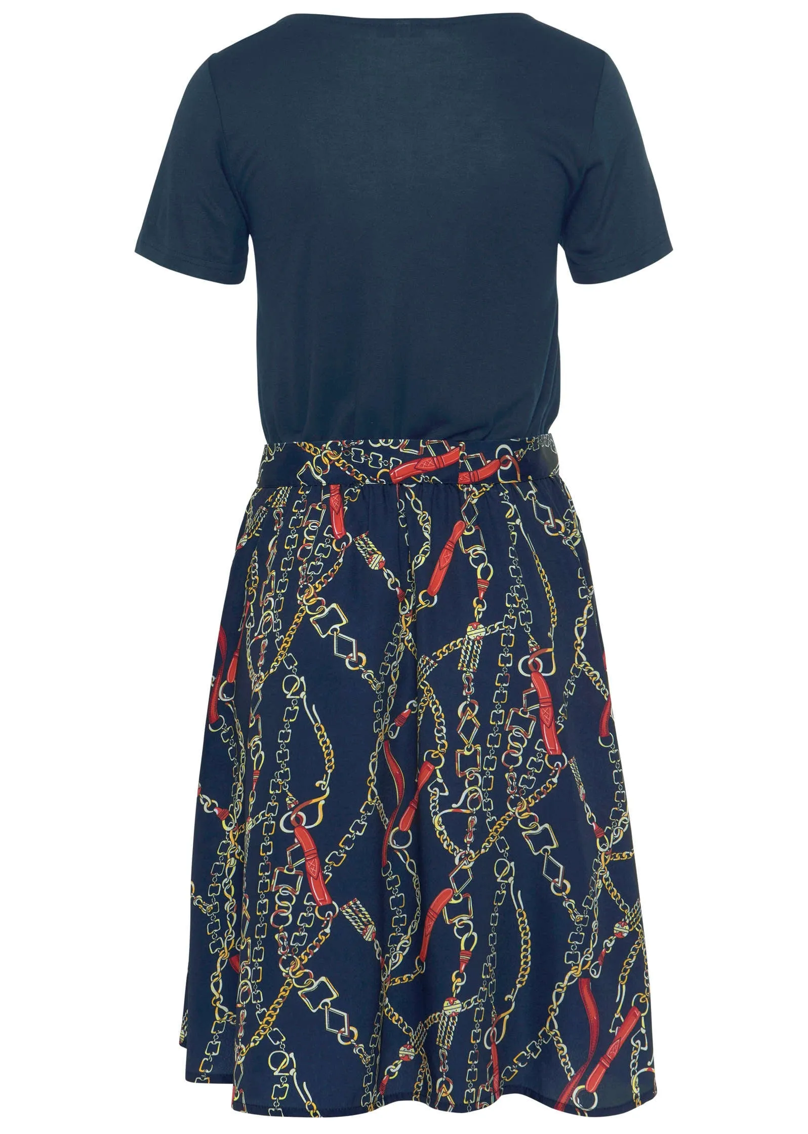 Printed Twofer Dress - Navy Multi