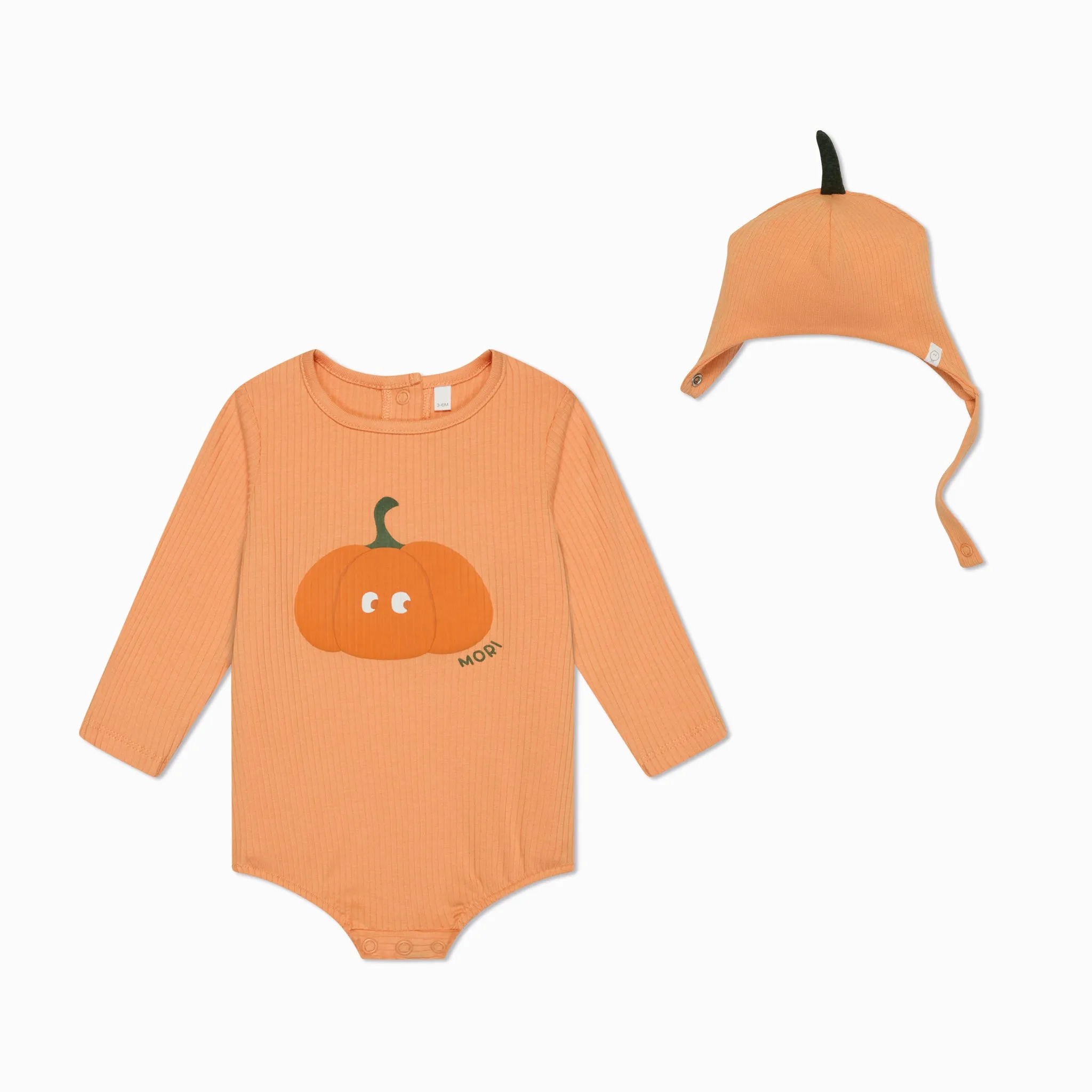 Pumpkin Ribbed Bodysuit & Hat