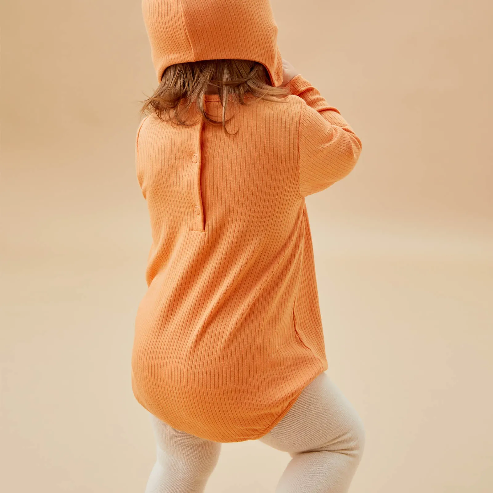 Pumpkin Ribbed Bodysuit & Hat