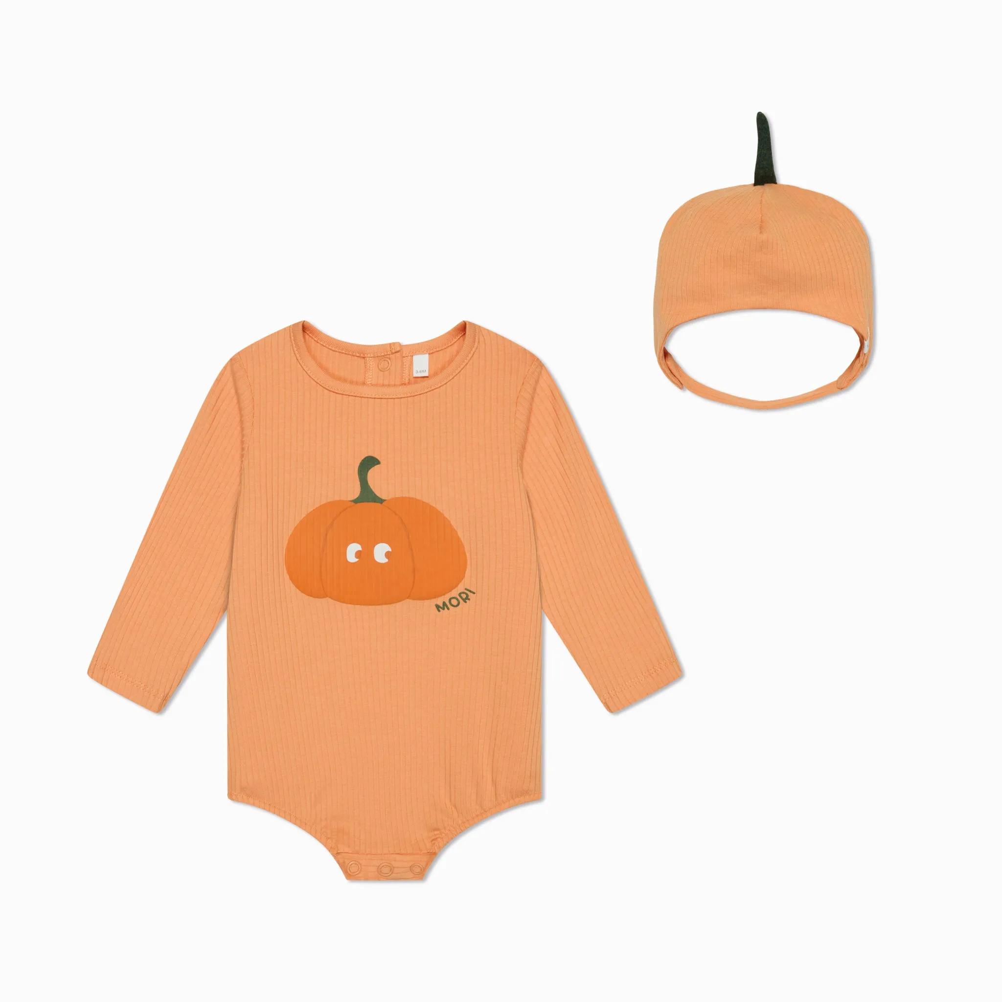 Pumpkin Ribbed Bodysuit & Hat