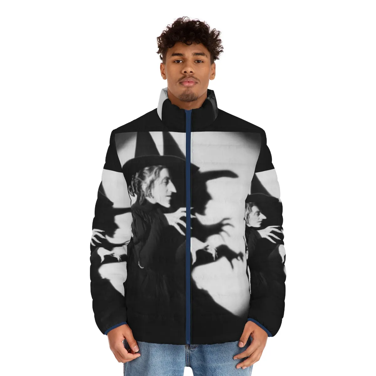 "Spooky Witch Puffer Jacket - Embrace the Dark Side of Fashion"