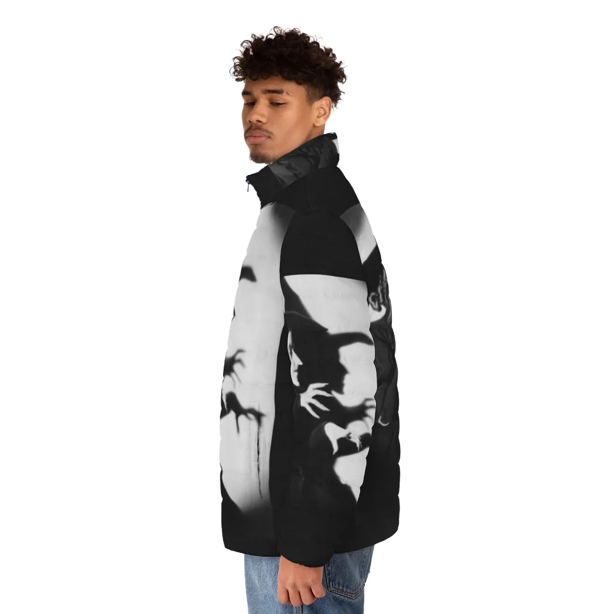 "Spooky Witch Puffer Jacket - Embrace the Dark Side of Fashion"