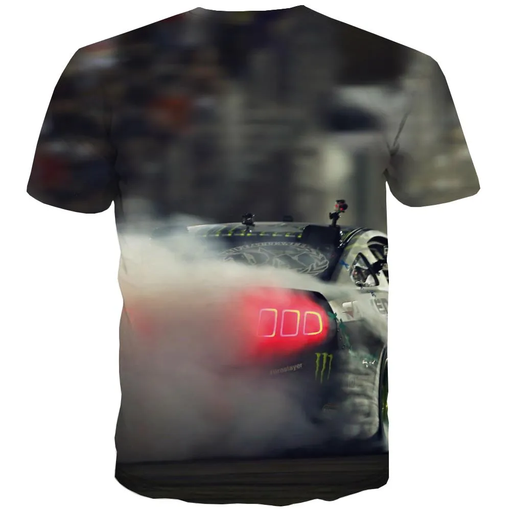 Racing Car T shirts Men Metal Tshirts Novelty City Tshirt Anime Gray T-shirts Graphic Retro Tshirt Printed