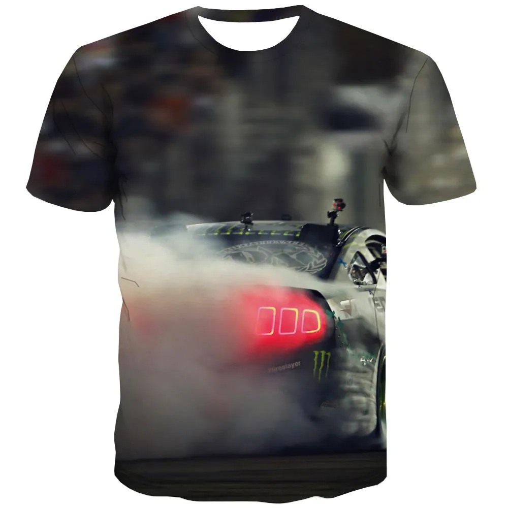 Racing Car T shirts Men Metal Tshirts Novelty City Tshirt Anime Gray T-shirts Graphic Retro Tshirt Printed
