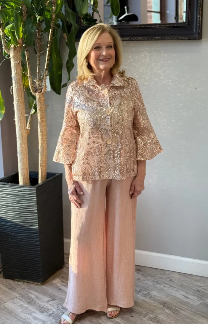 Radiant Rose Crinkle Pants