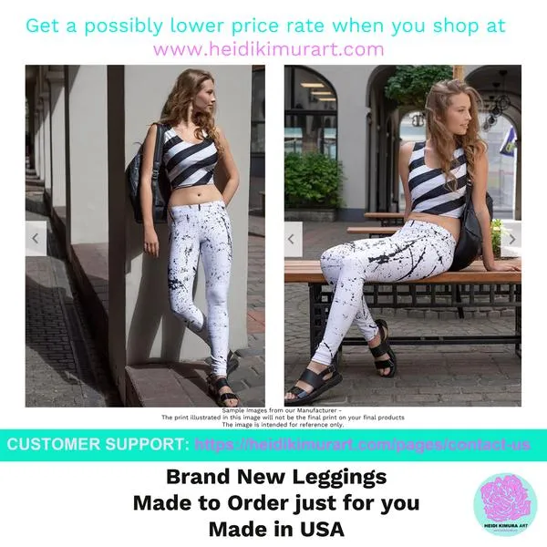 Red Black Striped Yoga Leggings, Vertically Striped Women's Long Gym Pants-Made in USA/EU