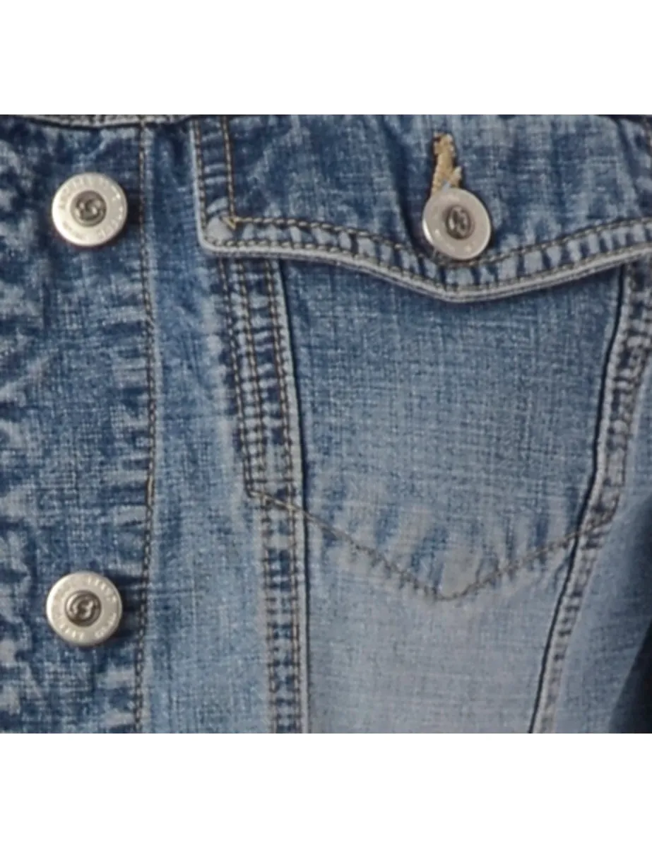 Reworked Kylie Raw Edge Cropped Denim Jacket - S