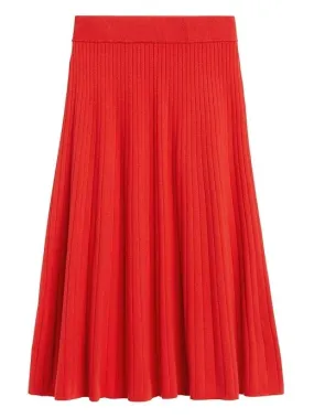 Ribbed Midi Sweater Skirt in Ultra Red
