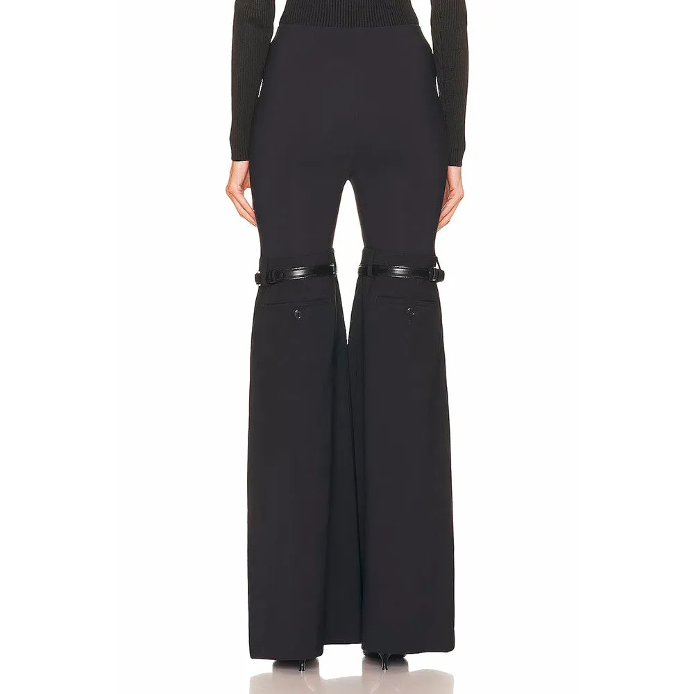 RIO KNEES Waist FLARED Black PANTS