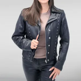 Rivet Trim Cowhide Motorcycle Jacket