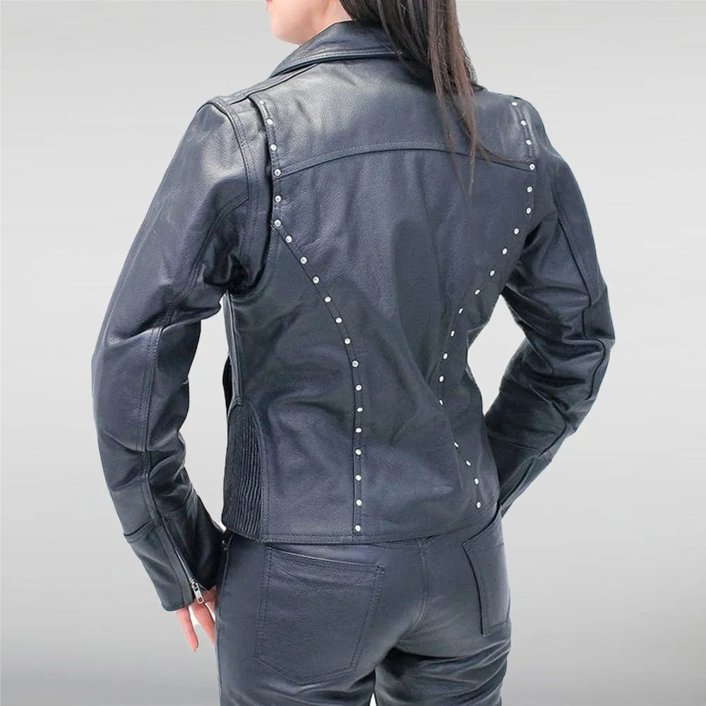 Rivet Trim Cowhide Motorcycle Jacket