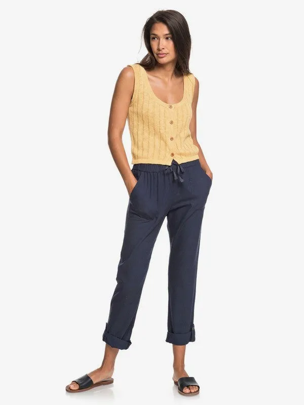 Roxy On The Seashore Linen Cargo Pants I Mood Indigo