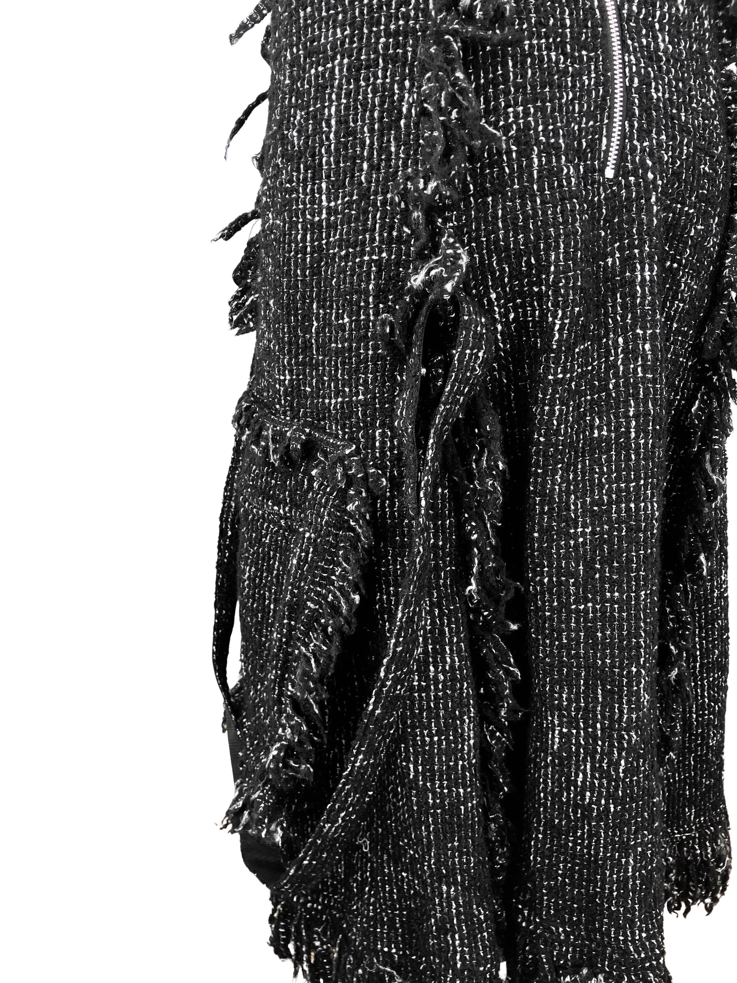 sacai Tweed Midi Skirt in Black