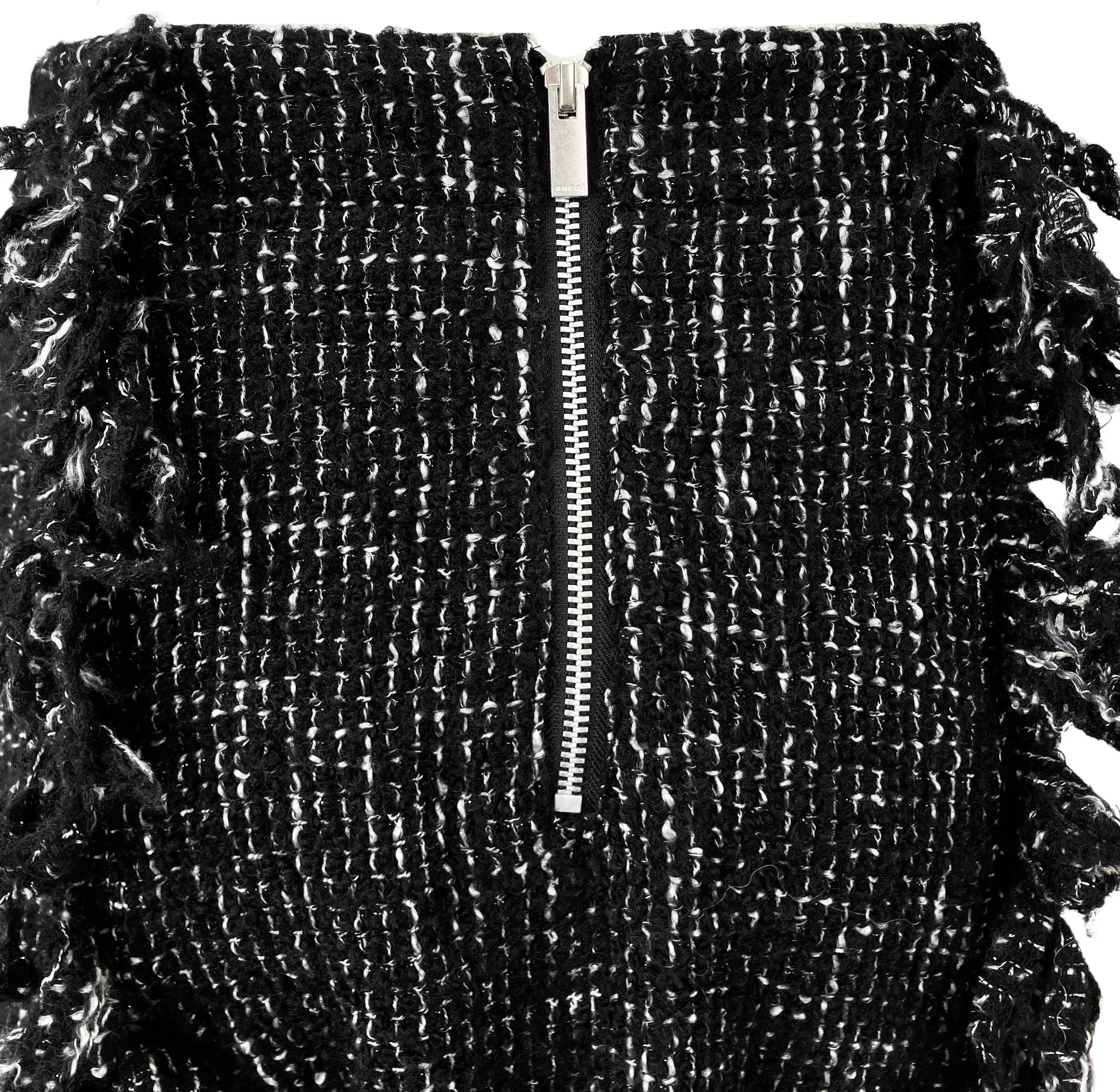 sacai Tweed Midi Skirt in Black