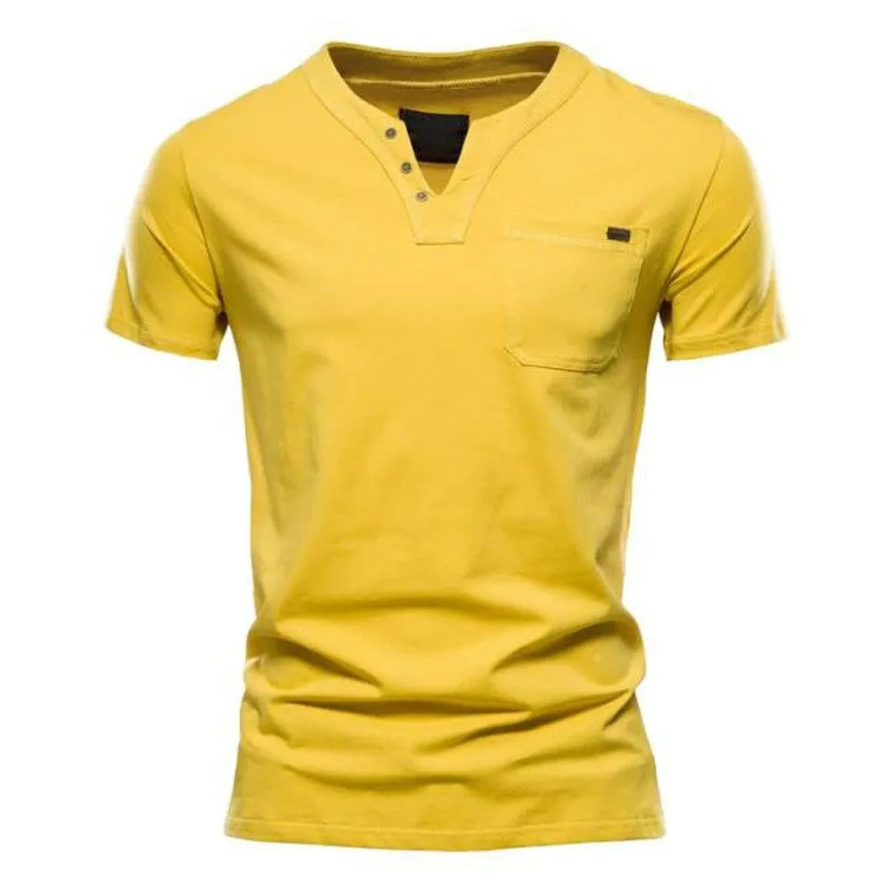 Saint Martin Men's Essential Casual Short Sleeve Slim Henley T-Shirt