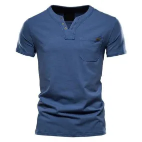 Saint Martin Men's Essential Casual Short Sleeve Slim Henley T-Shirt