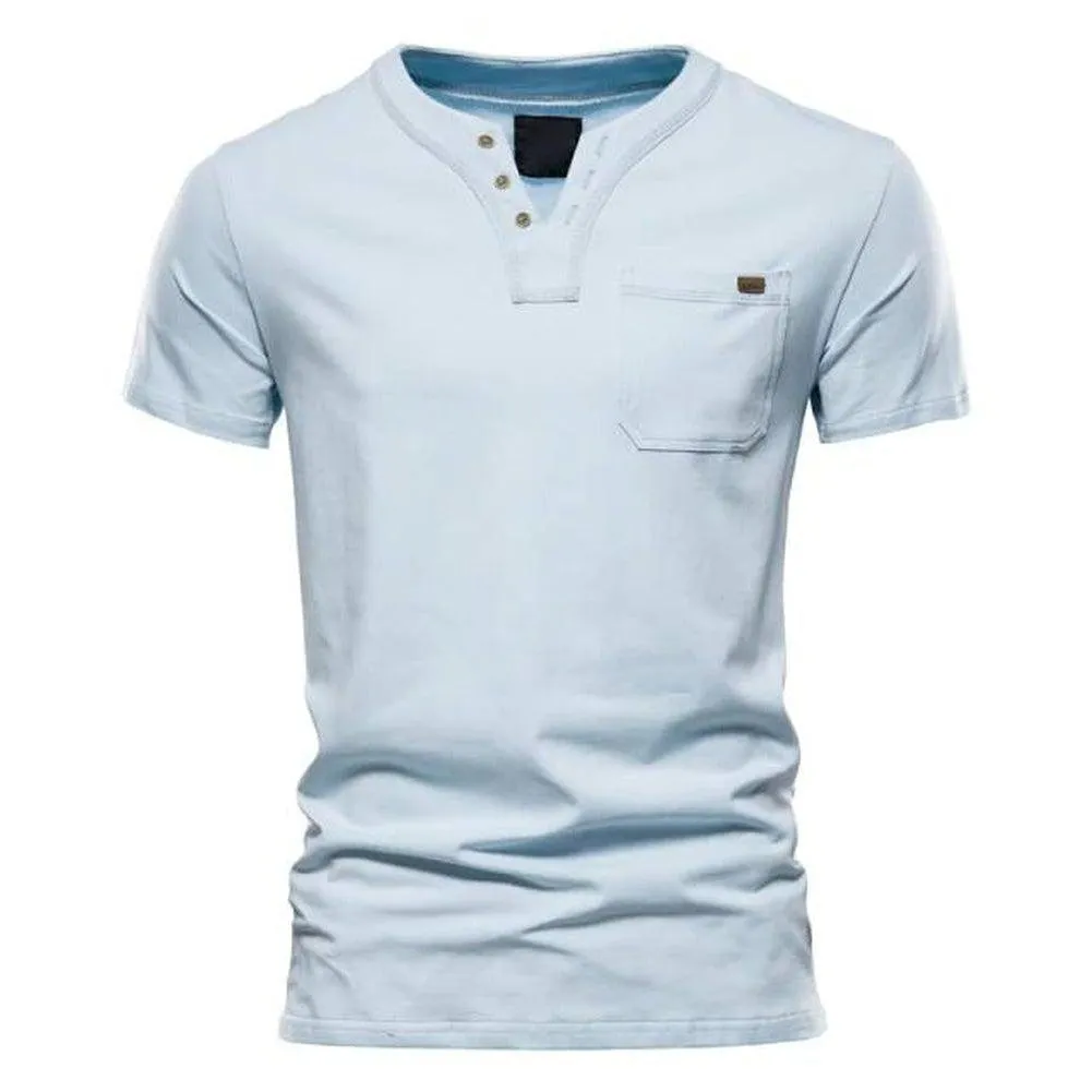 Saint Martin Men's Essential Casual Short Sleeve Slim Henley T-Shirt