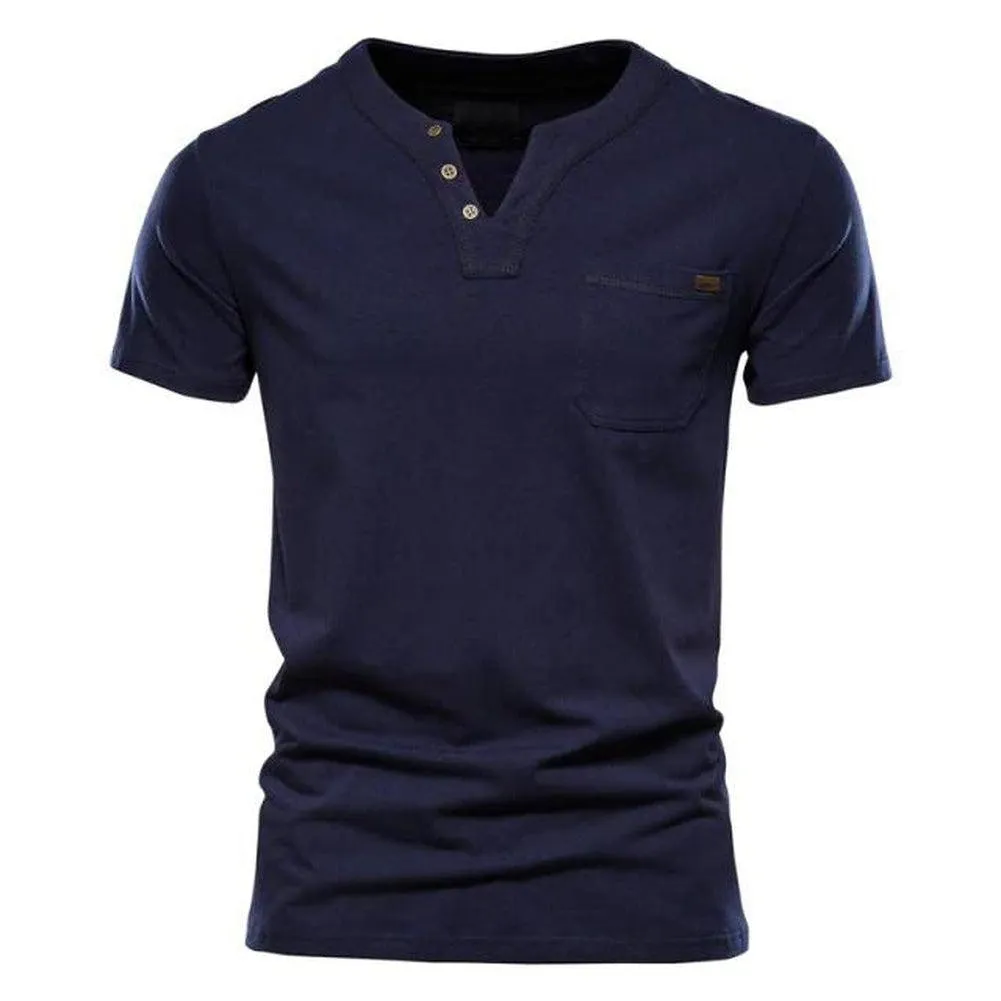 Saint Martin Men's Essential Casual Short Sleeve Slim Henley T-Shirt