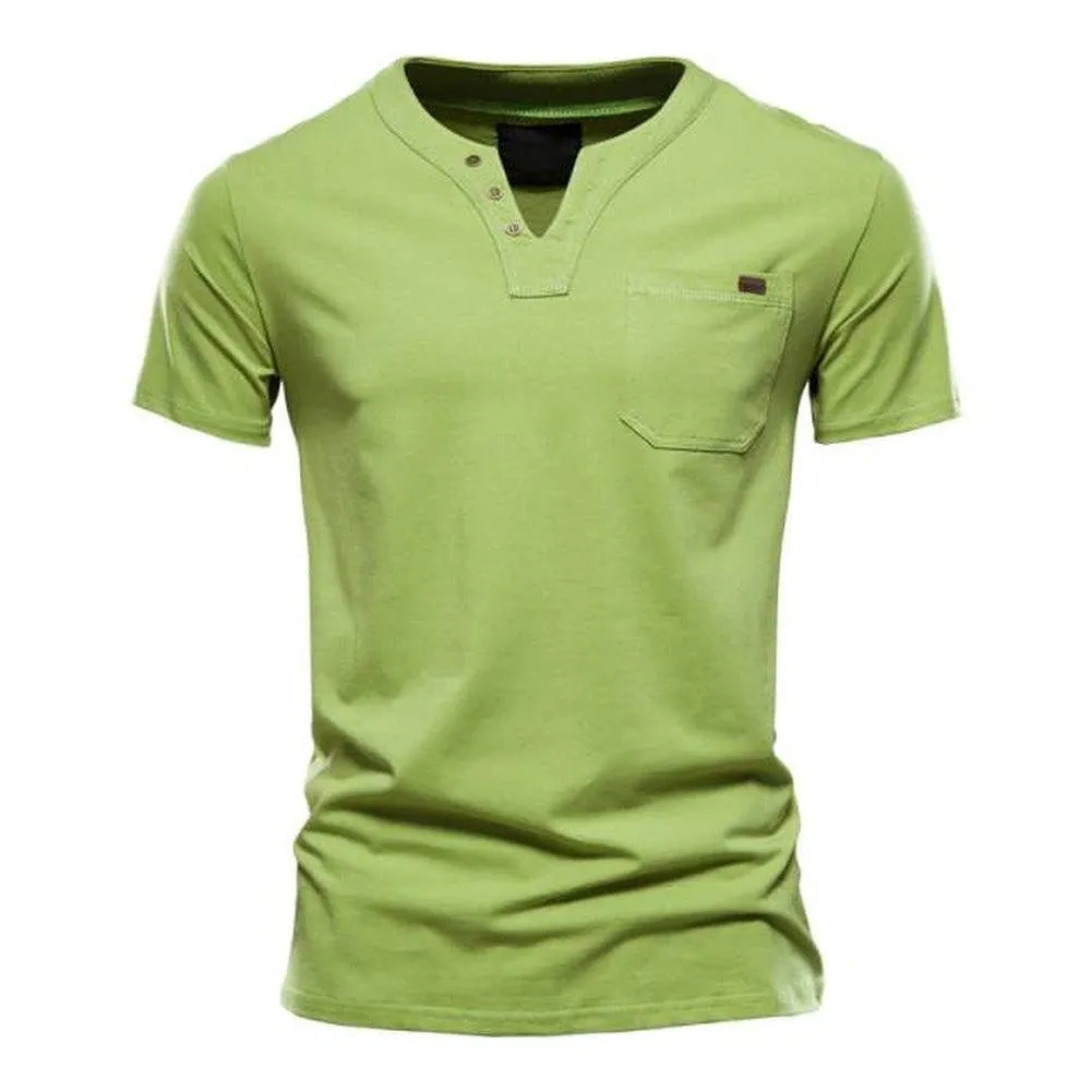 Saint Martin Men's Essential Casual Short Sleeve Slim Henley T-Shirt