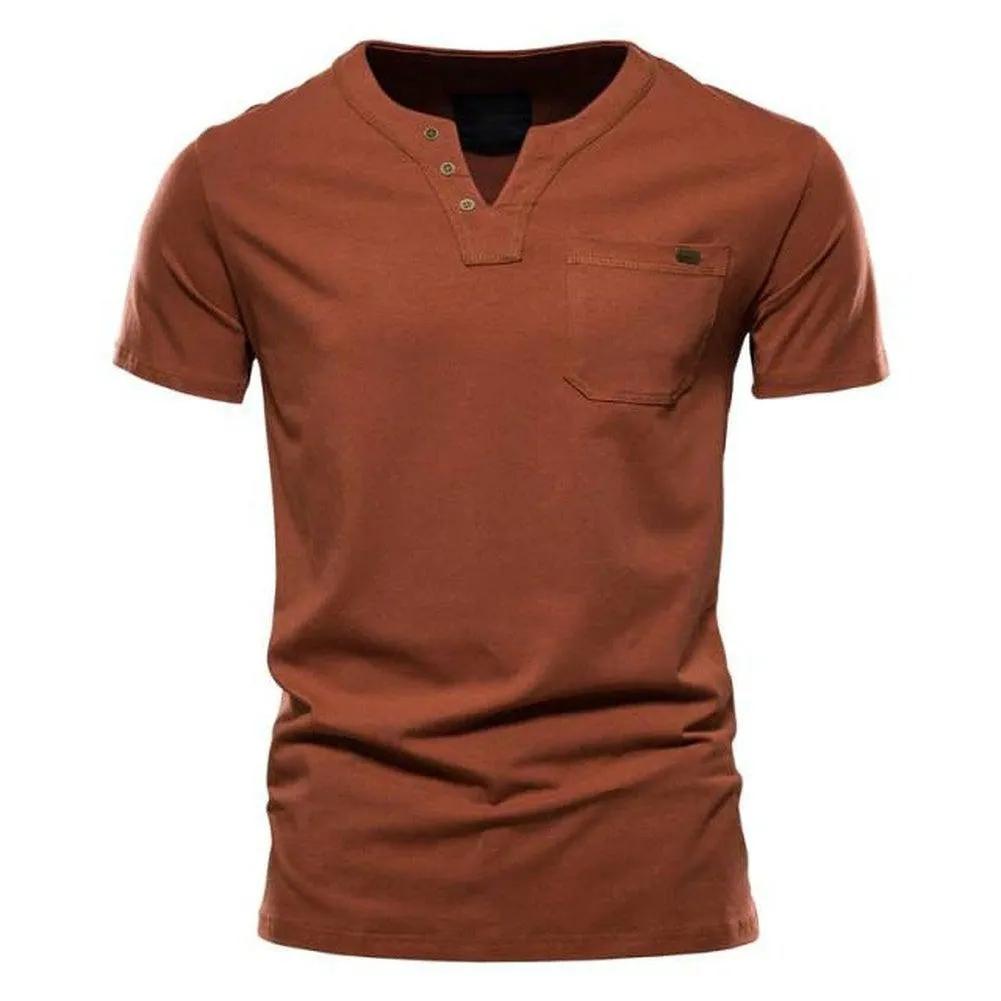 Saint Martin Men's Essential Casual Short Sleeve Slim Henley T-Shirt