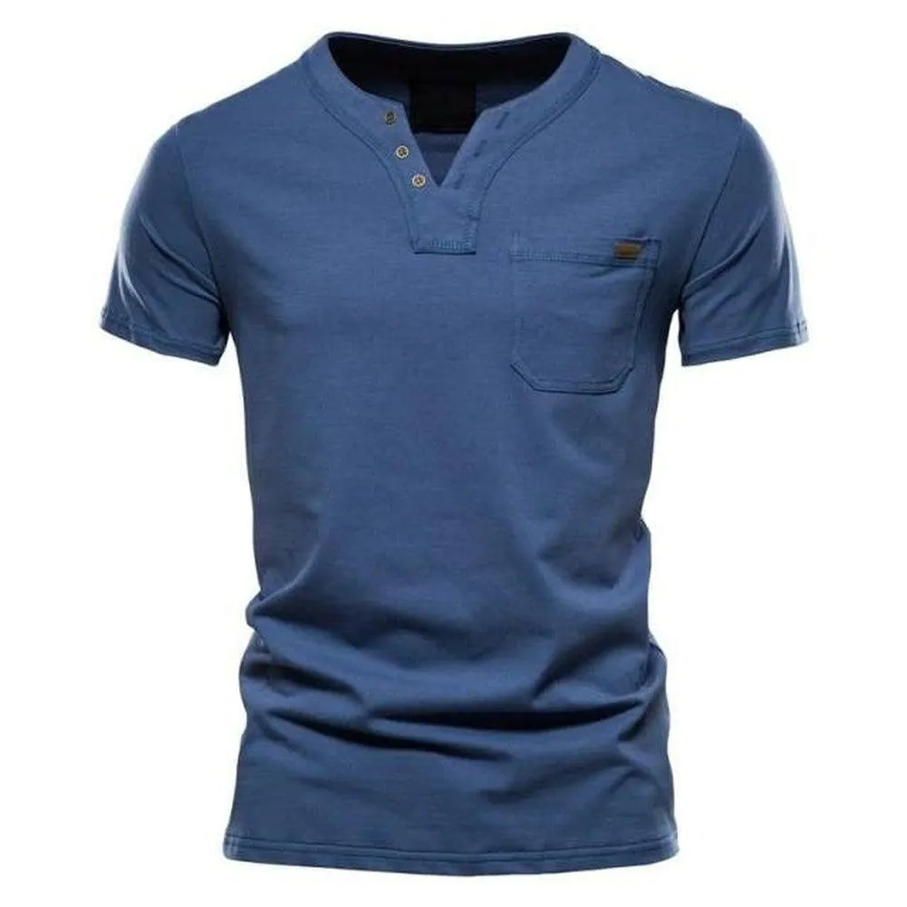 Saint Martin Men's Essential Casual Short Sleeve Slim Henley T-Shirt