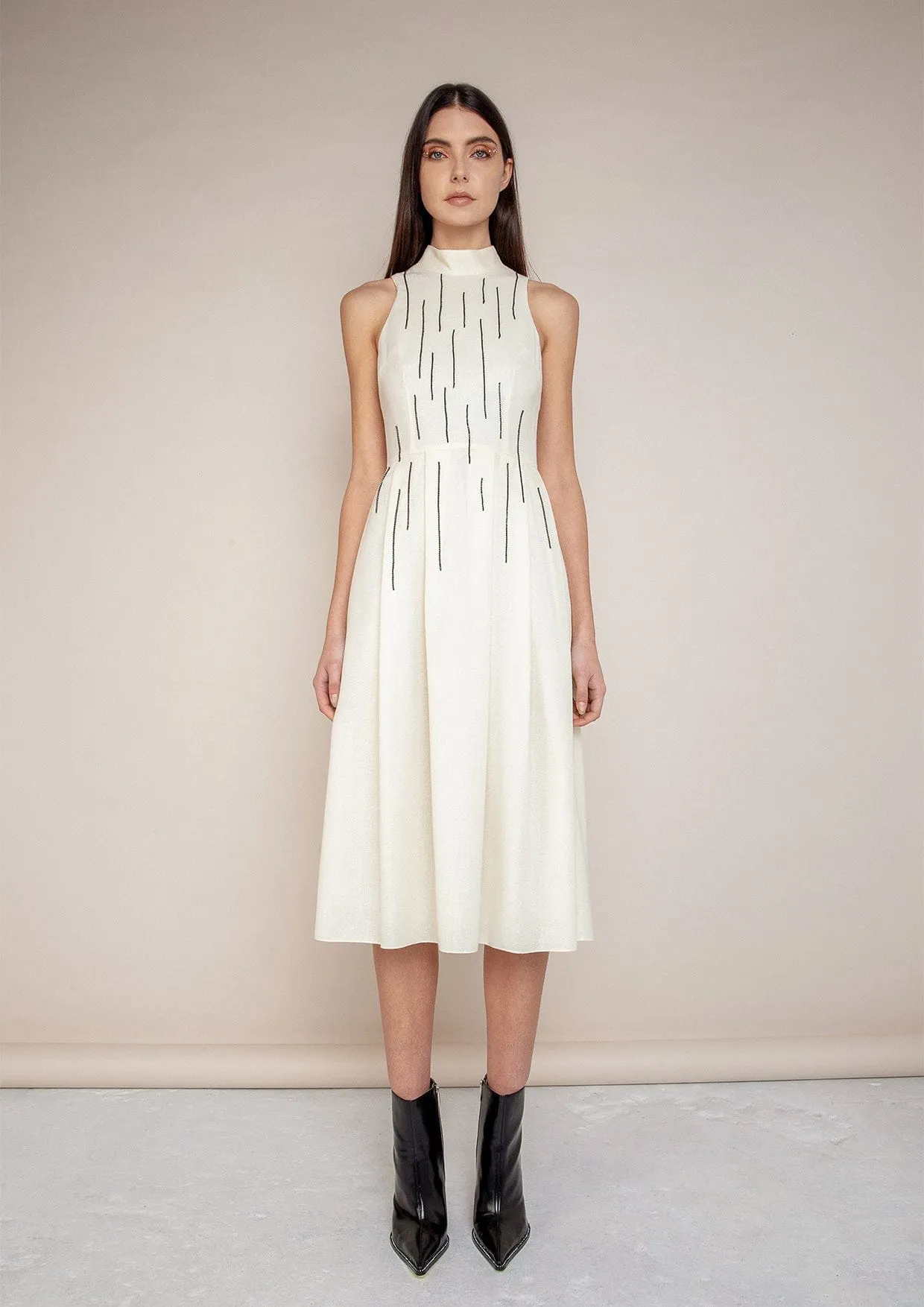 Sarah High-Neck Crystal Embellishments Dress
