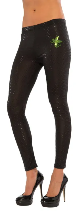 Sequin Adult Wicked Witch of the West Black Leggings