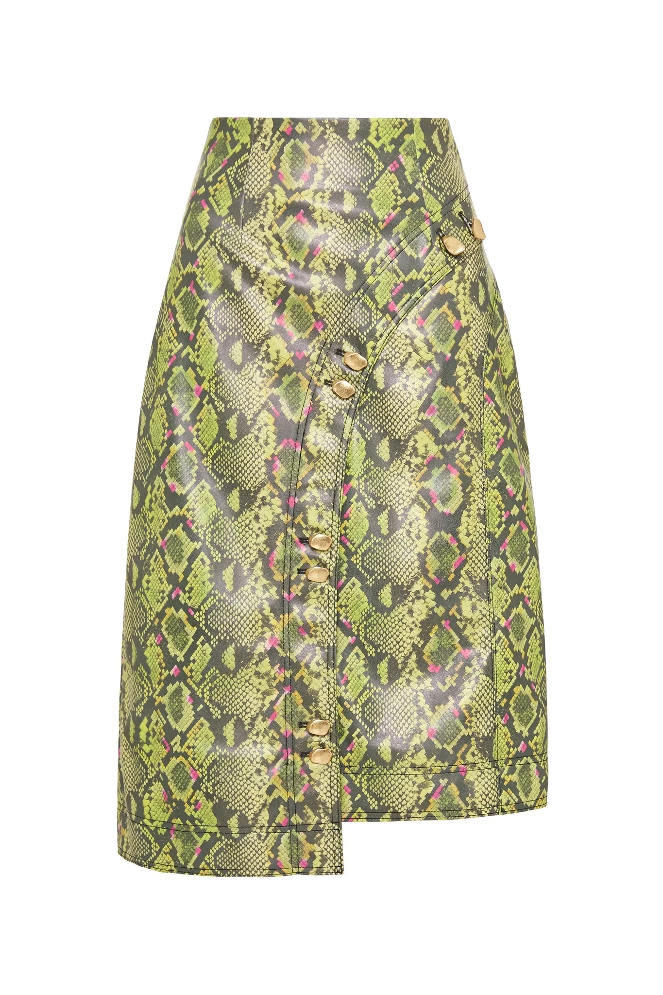 Serpentine Vegan Leather Midi Skirt