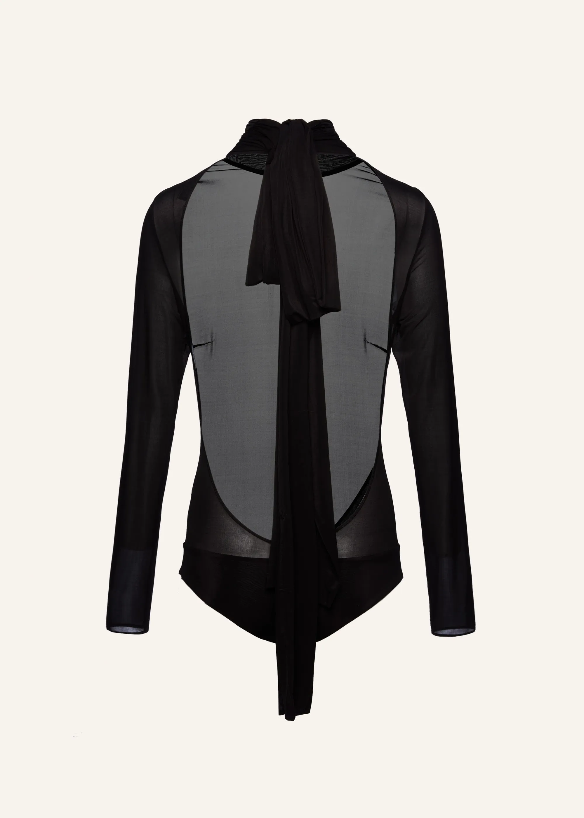 Sheer high neck bodysuit in black