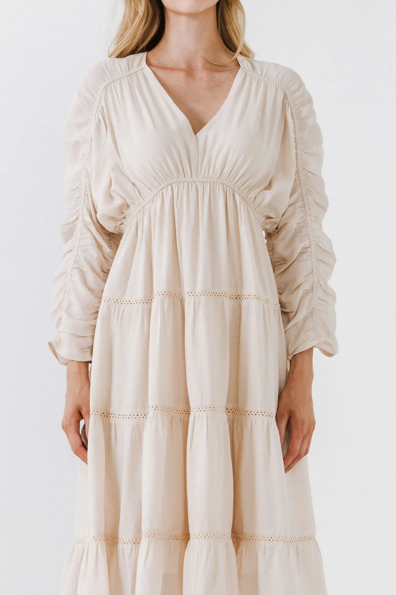 Shirring Detail Midi Dress