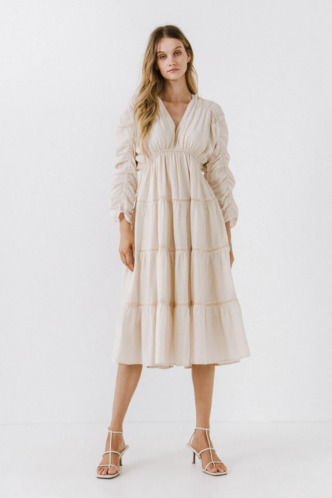 Shirring Detail Midi Dress