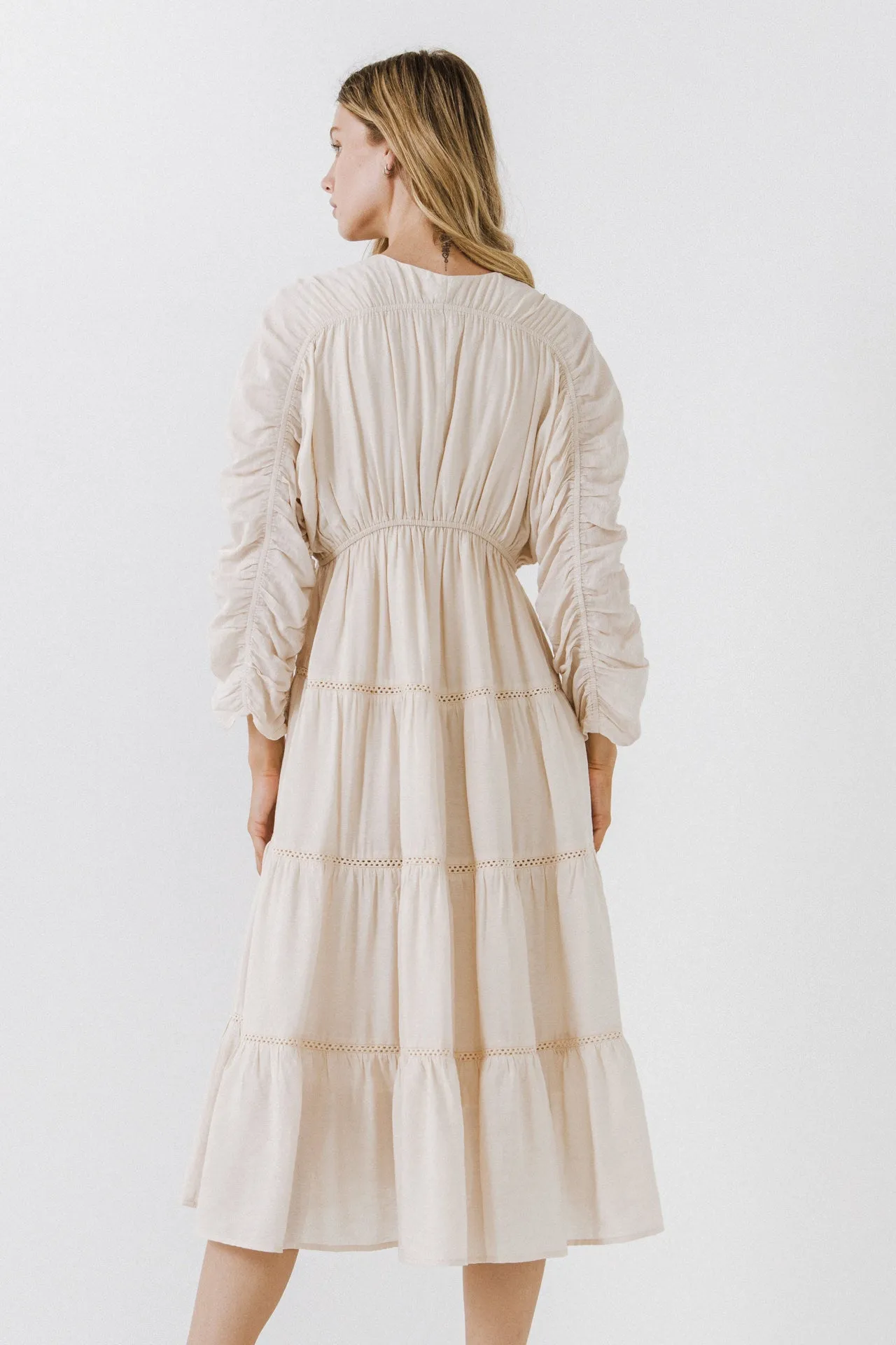 Shirring Detail Midi Dress