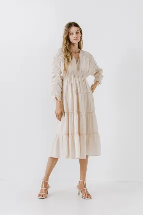Shirring Detail Midi Dress
