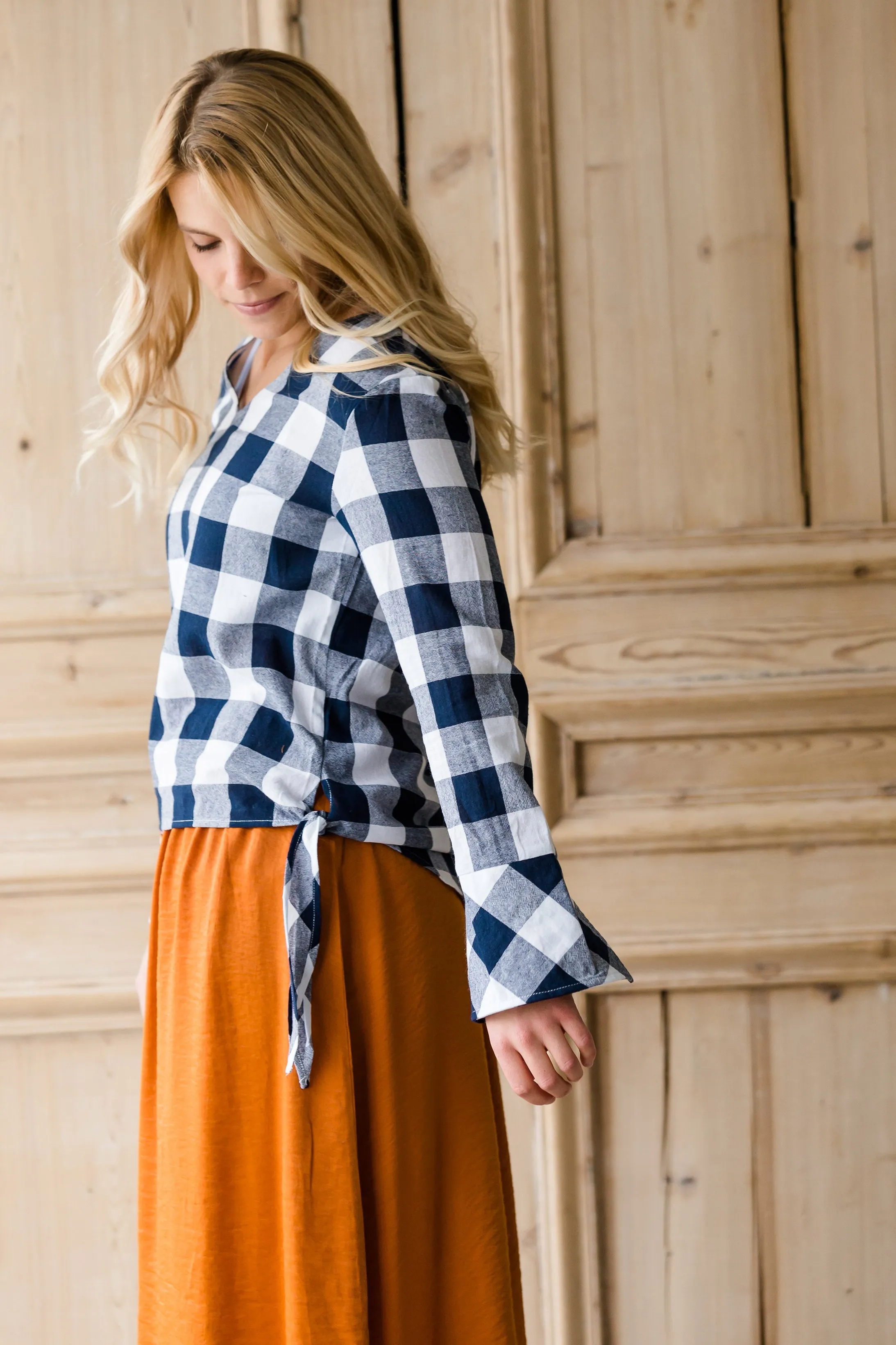 Smock Waist Button Up Midi Skirt - FINAL SALE