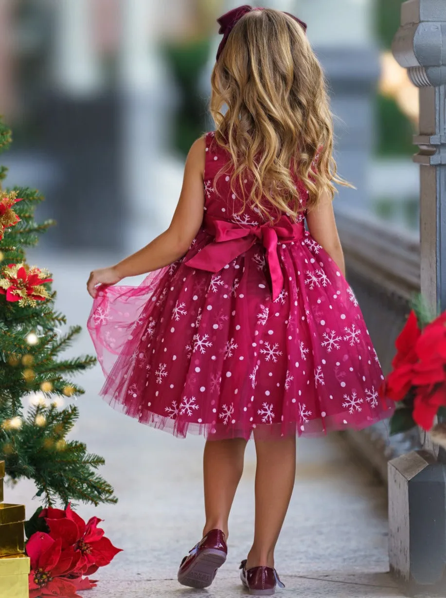 Snowflake Sleeveless Formal Winter Dress